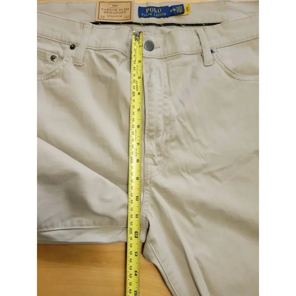 Polo Ralph Lauren Varick Slim Straight Stretch Pants Mens 38x30 Khaki Beige NWT